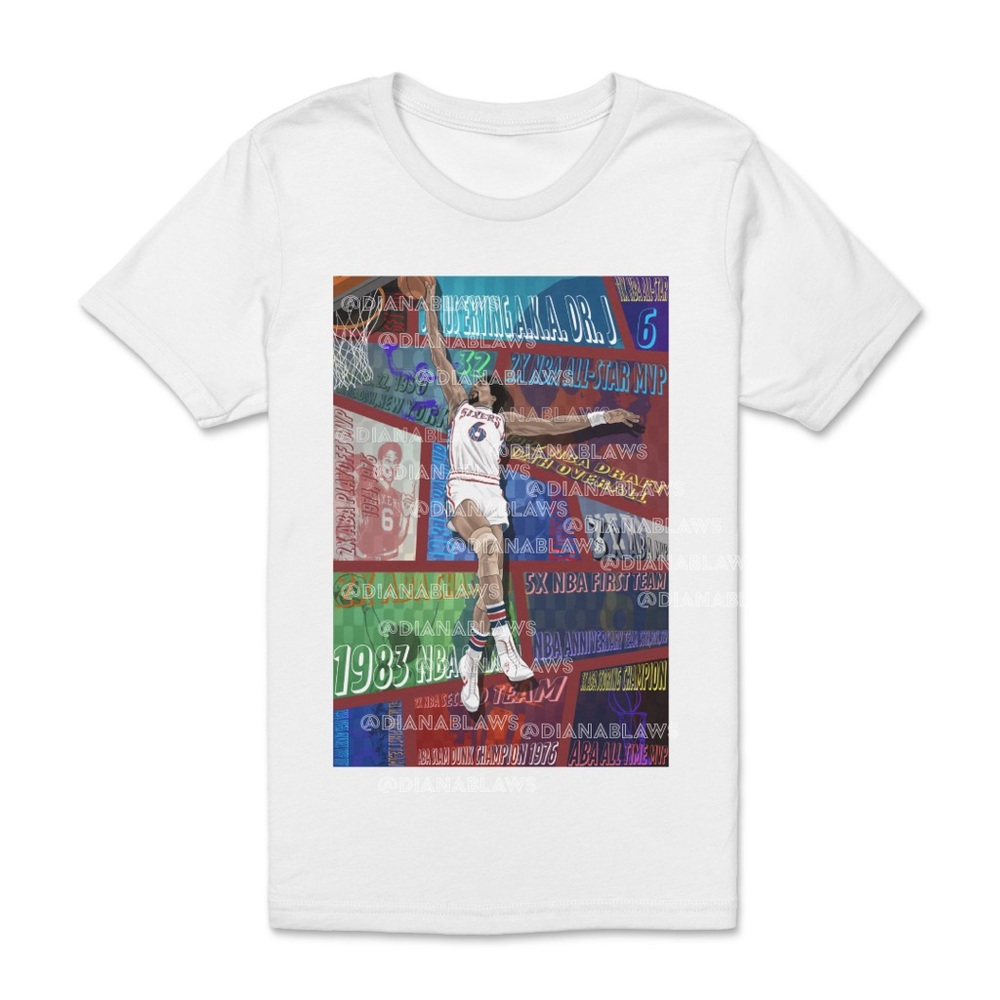 76ers Julius “Dr. J” Erving Graphic Tee – Custom by Franklin Lawz Artz